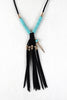 Beads And Feather Suede Fringe Necklace Set