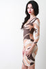 Sublimated Print V-Neck Three Quarter Sleeves Mini Dress