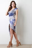 Tie Dye Surplice Asymmetrical Hem Wrap Dress