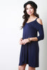 Cold Shoulder Quarter Sleeve Trapeze Dress