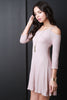 Thermal Cold Shoulder Quarter Sleeve Trapeze Dress