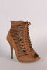 Faux Suede Cutout Peep Toe Ankle Bootie