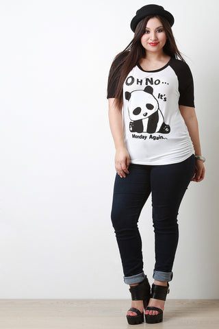 Oh No Its Monday Again Panda Short Sleeves Tee