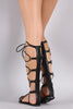 Wild Diva Lounge Strappy Studded Lace Up Gladiator Flat Sandal