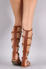 Wild Diva Lounge Strappy Studded Lace Up Gladiator Flat Sandal