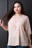 Lace Trim Three Quarter Sleeves Necklace Blouse