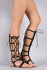 Wild Diva Lounge Caged Side Lace Up Gladiator Flat Sandal