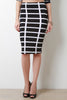 Grid Print Midi Pencil Skirt