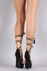 Qupid Fringe Tassels Platform Open Toe Chunky Heel