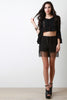 High Waist Lace Up Crochet Fringe Shorts