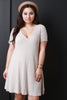 Short Sleeve Ribbed Knit A-Line Dress