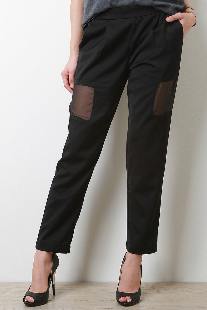 Semi-Sheer Panel Accent Pants