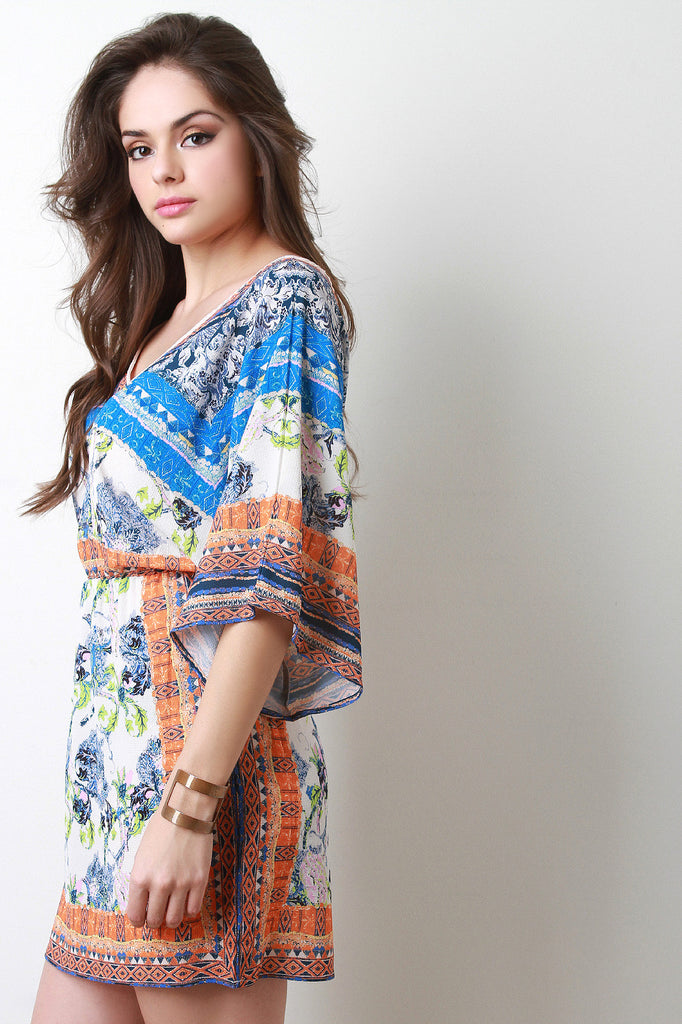 Crepe Chiffon Kimono Mini Dress