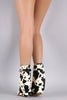 Cow Print Twist-Lock Fold Down Shaft Wedge Booties