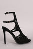 Liliana Caged Laser-Cut Peep Toe Stiletto Heel