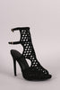 Liliana Caged Laser-Cut Peep Toe Stiletto Heel