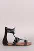 Bejeweled Suede Open Toe Gladiator Flat Sandal