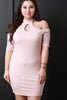 Mock Neck Cold Shoulder Keyhole Dress