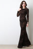 Semi-Sheer Floral Knit Long Sleeve Maxi Dress