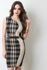 Plaid Houndstooth Sleeveless Bodycon Dress