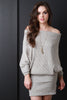 Slouchy Ribbed Knit Off Shoulder Dress
