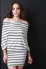 Off Shoulder Slouchy Striped Knit Dress