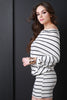 Off Shoulder Slouchy Striped Knit Dress