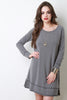 Soft Knit Raglan Sleeve Stitched Hem Dress