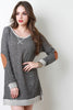 Suede Elbow Patch Terry Knit Shift Dress
