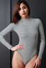 Ribbed Knit Stripe Long Sleeves Bodysuit