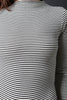 Ribbed Knit Stripe Long Sleeves Bodysuit