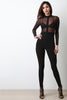 Mock Neck Twofer Mesh Jumpsuit