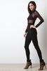 Mock Neck Twofer Mesh Jumpsuit