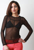 High Neck Mesh Long Sleeve Top