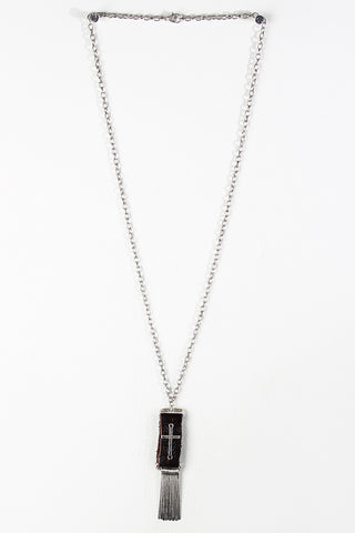 Leather And Cross Pendant Necklace