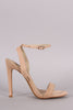 Vegan Suede Ankle Strap Open Toe Heel