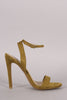 Vegan Suede Ankle Strap Open Toe Heel