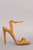 Vegan Suede Ankle Strap Open Toe Heel