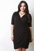Surplice Elbow Sleeves Wrap Dress