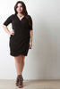 Surplice Elbow Sleeves Wrap Dress