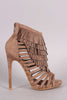 Suede Fringe Strappy Caged Stiletto Heel