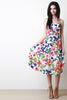 Floral V-Neck Spaghetti Strap Skater Dress