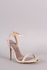 Qupid Patent Gold Tip Ankle Strap Stiletto Heel