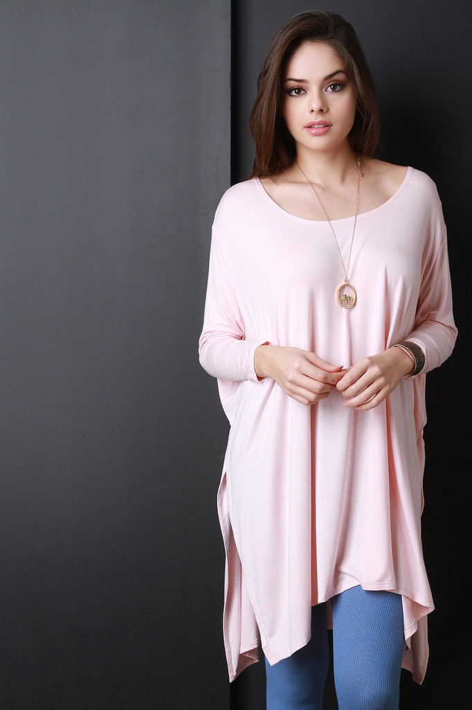 Dolman Sleeves Oversized Slit Top