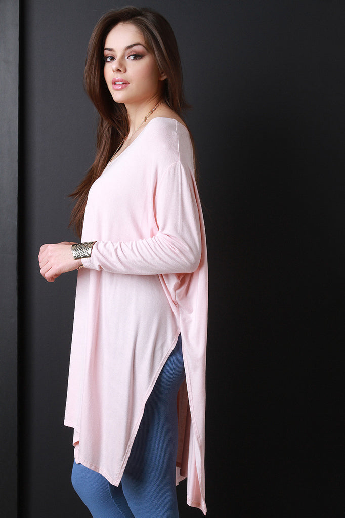 Dolman Sleeves Oversized Slit Top