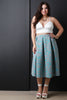 Scuba Floral Motif Pleated Midi Skirt