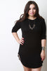 Ribbed Knit Quarter Sleeve Tunic Dress