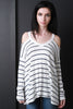 V-Neck Open Shoulder Stripe Top