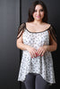 Swallow Print Chiffon Strappy Shoulder Top