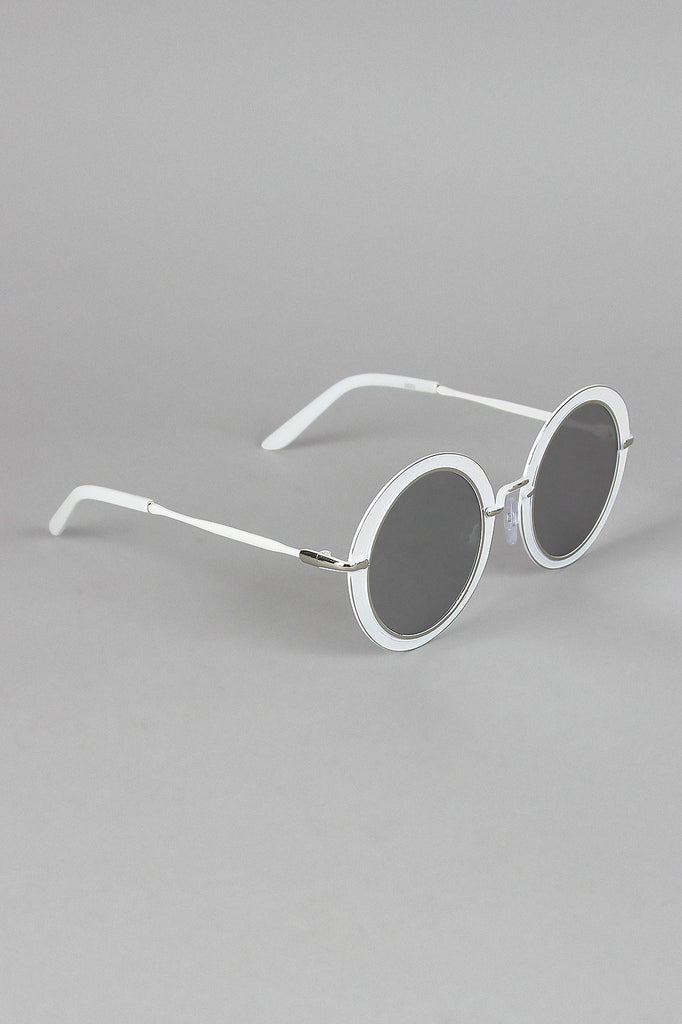 Metallic Trim Round Frame Sunglasses